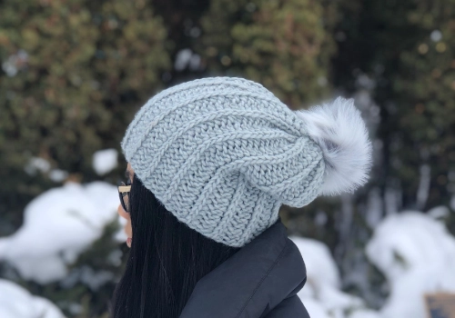finished crochet slouchy beanie
