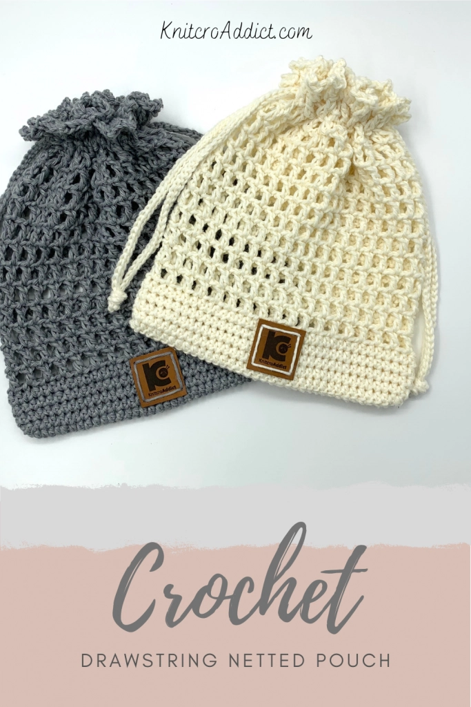 netted crochet drawstring bags