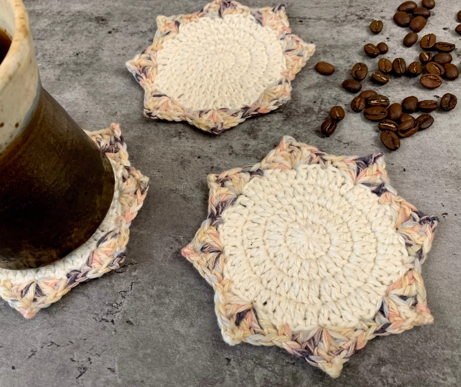 finished crochet coaster set