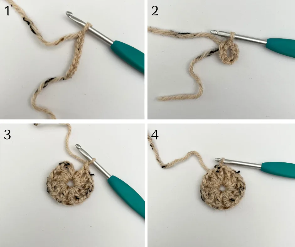 beginning the crochet flower squares