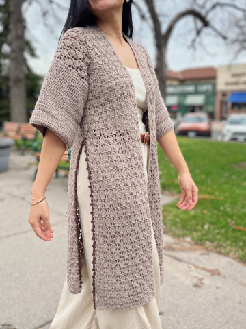 Easy crochet cardigan pattern with side slits