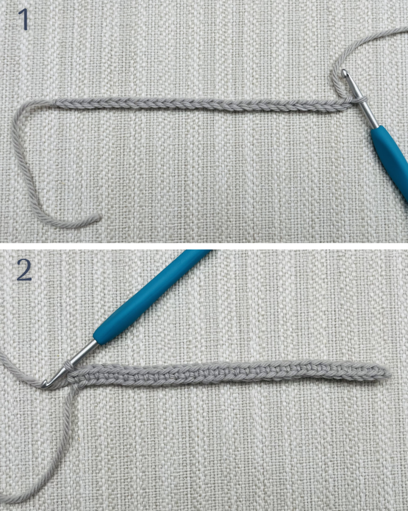 Foundation chain with single crochet stitches worked across