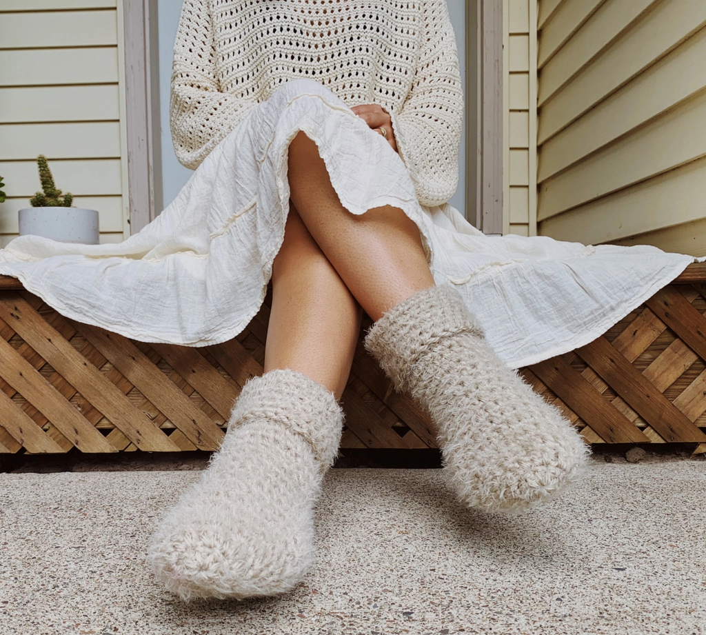 finished crochet slipper socks
