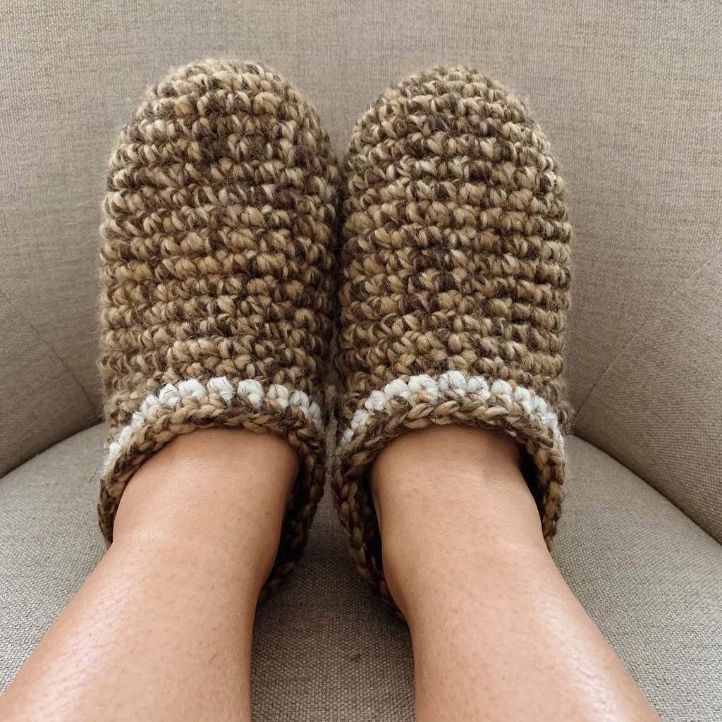 finished crochet slippers